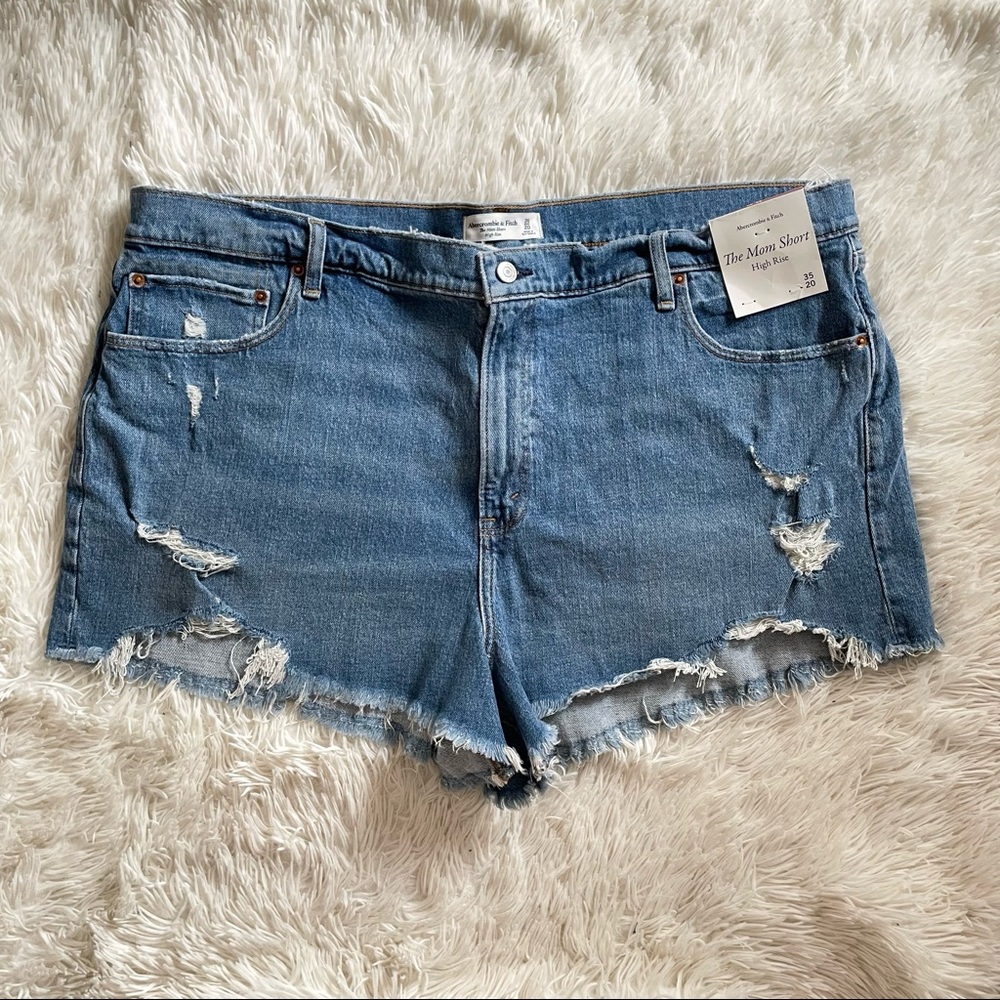 Abercrombie & Fitch The Mom Short High Rise Denim Shorts